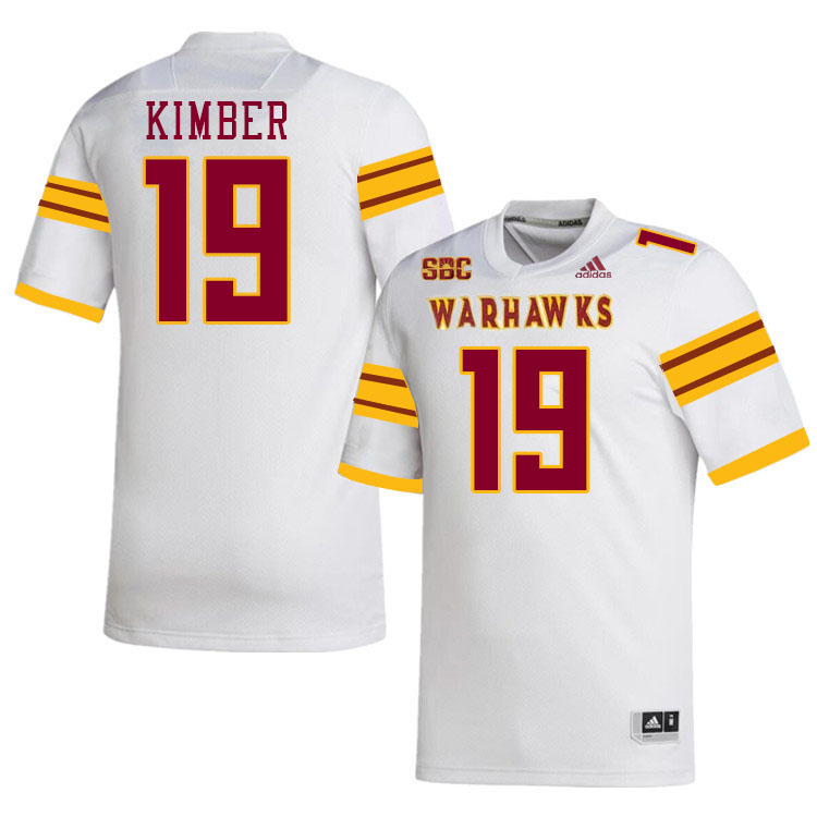 #19 Justin Kimber Louisiana-Monroe Warhawks College Football Jerseys Stitched-White